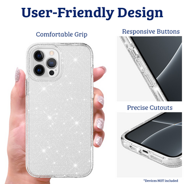 iPhone 12 Pro Max Compatible Case Cover With Ultimake Glitter Shockproof - Gold
